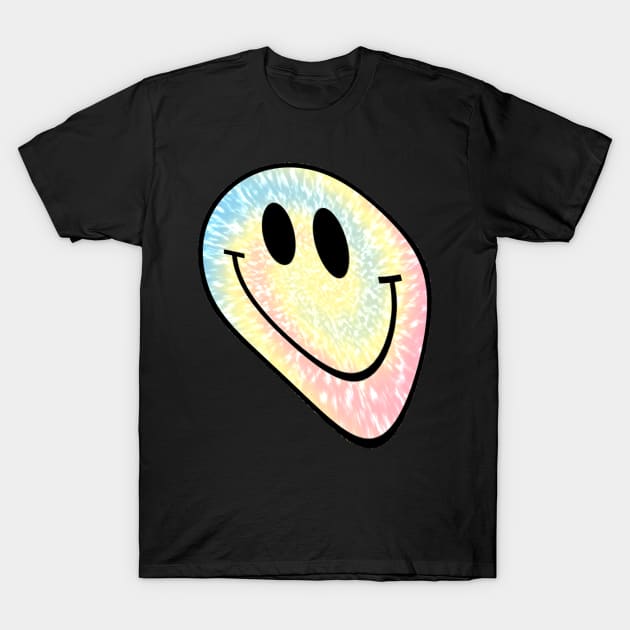 Trippy Psychedelic Smile Face Tie Dye T-Shirt by julieerindesigns